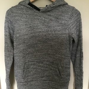 GAP Marled Heather Gray Pullover Hoodie With Elbow Patches